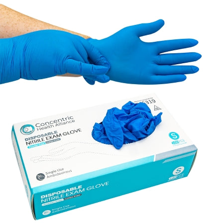 Exam Glove Concentric Small NonSterile Nitrile Standard Cuff Length Blue Not Rated