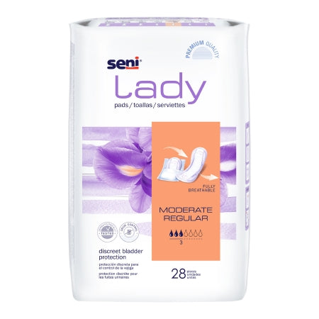 Bladder Control Pad Seni® Lady Moderate 10 Inch Length Moderate Absorbency Superabsorbant Core One Size Fits Most