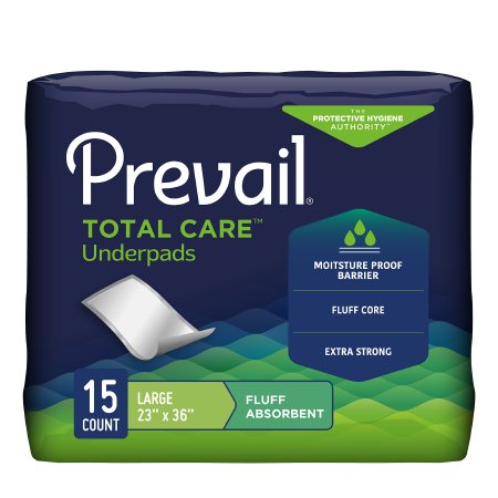 Disposable Underpad Prevail® Total Care™ 23 X 36 Inch Fluff Light Absorbency