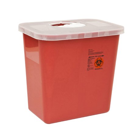 Sharps Container SharpSafety™ Red Base 6-3/4 H X 8-3/4 D Inch Vertical Entry 1.25 Gallon