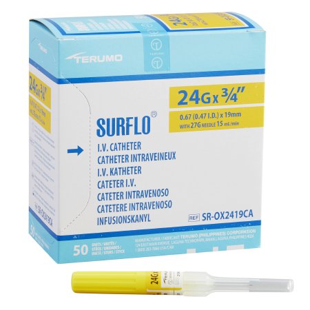 Peripheral IV Catheter Surflo® 24 Gauge 0.75 Inch Without Safety
