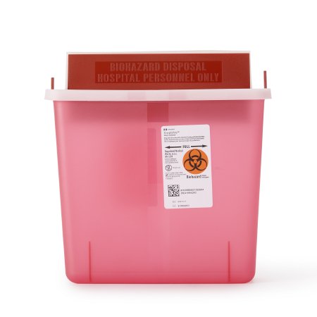 Sharps Container In-Room™ Translucent Red Base 11 H X 10-3/4 W X 4-3/4 D Inch Horizontal Entry 1.25 Gallon