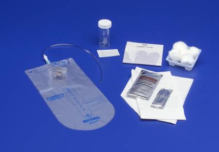 Intermittent Catheter Tray Curity™ Closed System / Urethral 14 Fr. Without Balloon Red Rubber