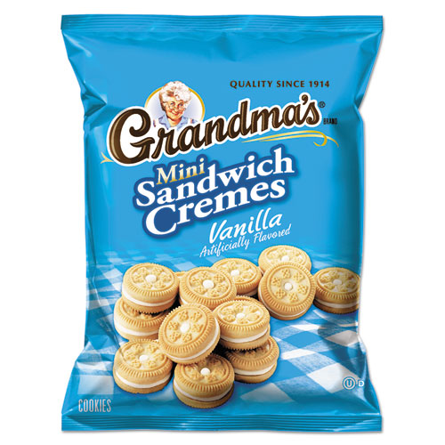 Mini Vanilla Creme Sandwich Cookies, 3.71 oz, 24/Carton