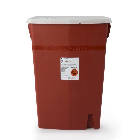 Sharps Container SharpSafety™ Red Base 26 H X 18-1/4 W X 12-3/4 D Inch Horizontal Entry 18 Gallon