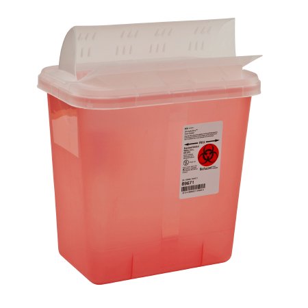 Sharps Container SharpSafety™ Translucent Red Base 10 H X 10-1/2 W X 7-1/4 D Inch Horizontal Entry 2 Gallon