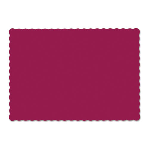 Solid Color Scalloped Edge Placemats, 9.5 x 13.5, Burgundy, 1,000/Carton