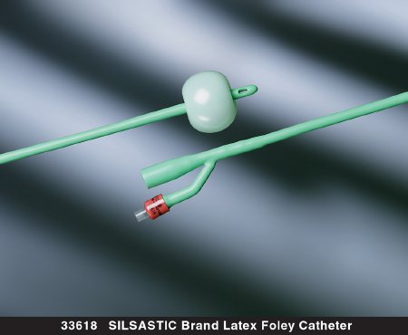 Foley Catheter Silastic® 2-Way Round Tip 5 cc Balloon 18 Fr. Silicone Coated Latex