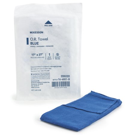 O.R. Towel McKesson 17 W X 27 L Inch Blue Sterile