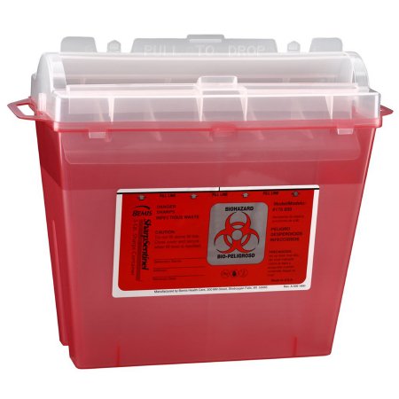 Sharps Container Bemis™ Sentinel Translucent Red Base 10 H X 5-1/4 W X 11 D Inch Horizontal Entry 1.25 Gallon