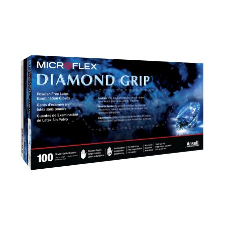 Exam Glove Diamond Grip™ Medium NonSterile Latex Standard Cuff Length Textured Fingertips White Not Rated