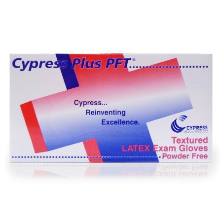 Exam Glove Cypress Plus® PFT Medium NonSterile Latex Standard Cuff Length Fully Textured Ivory Not Rated