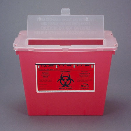 Sharps Container Bemis™ Sentinel Translucent Red Base 8-5/8 H X 11-5/8 L X 7-3/4 W Inch Horizontal Entry 2 Gallon