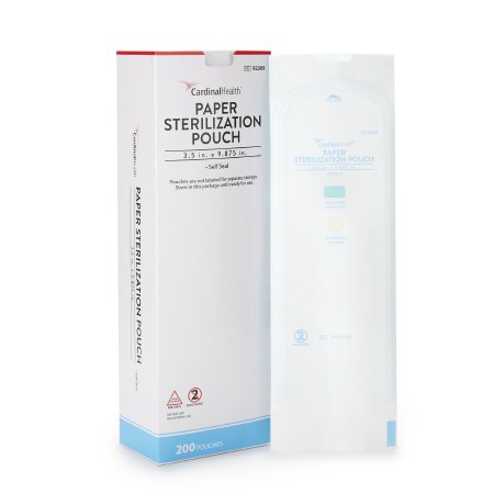 Sterilization Pouch Ethylene Oxide (EO) Gas / Steam 3-1/2 X 9 Inch Transparent / White Self Seal Paper / Film