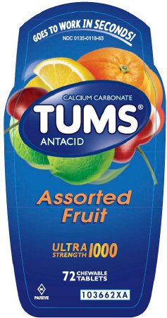 Antacid Tums® Ultra Strength 1000 mg Strength Chewable Tablet 72 per Bottle