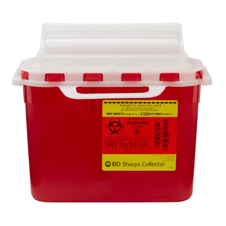 Sharps Container BD™ Red Base 12 H X 12 W X 4-4/5 D Inch Horizontal Entry 1.35 Gallon