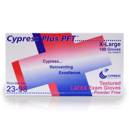 Exam Glove Cypress Plus® PFT X-Large NonSterile Latex Standard Cuff Length Fully Textured Ivory Not Rated