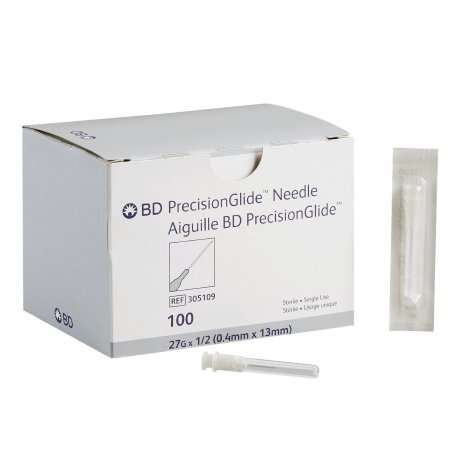 Hypodermic Needle PrecisionGlide™ 1/2 Inch Length 27 Gauge Regular Wall Without Safety