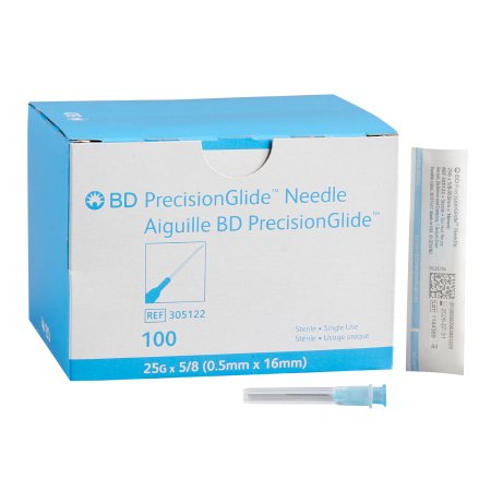 Hypodermic Needle PrecisionGlide™ 5/8 Inch Length 25 Gauge Thin Wall Without Safety