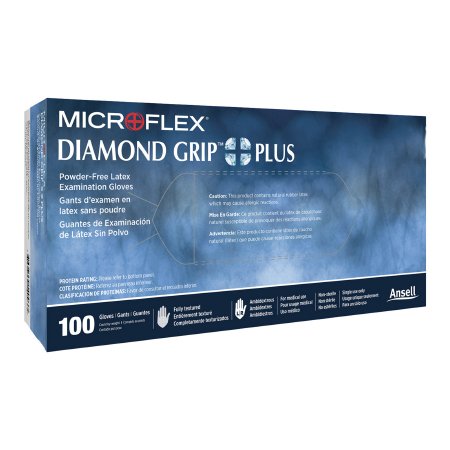 Exam Glove Diamond Grip Plus™ X-Large NonSterile Latex Standard Cuff Length Fully Textured White Not Rated