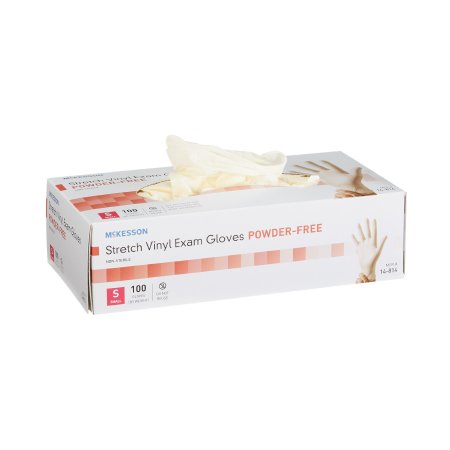 Exam Glove McKesson Small NonSterile Stretch Vinyl Standard Cuff Length Smooth Ivory Not Rated