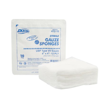 Gauze Sponge Dukal™ 4 X 4 Inch 10 per Pack Sterile 12-Ply Square