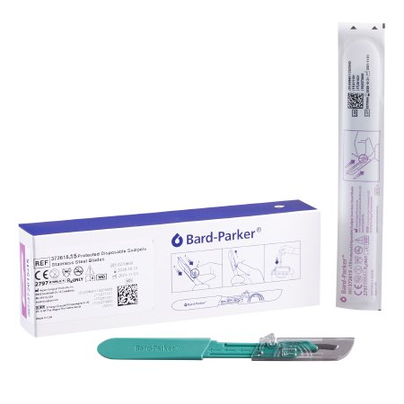 Safety Scalpel Bard-Parker™ Conventional No. 15 Stainless Steel / Plastic Nonslip Grip Handle with Centimeter Scale Sterile Disposable