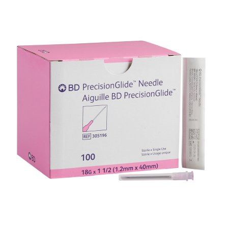 Hypodermic Needle PrecisionGlide™ 1-1/2 Inch Length 18 Gauge Thin Wall Without Safety