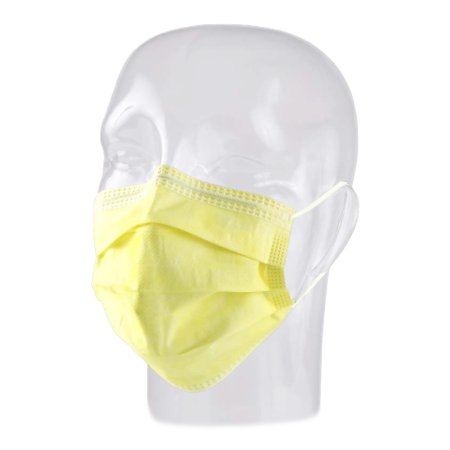 Procedure Mask Pleated Earloops One Size Fits Most Yellow NonSterile Not Rated Adult