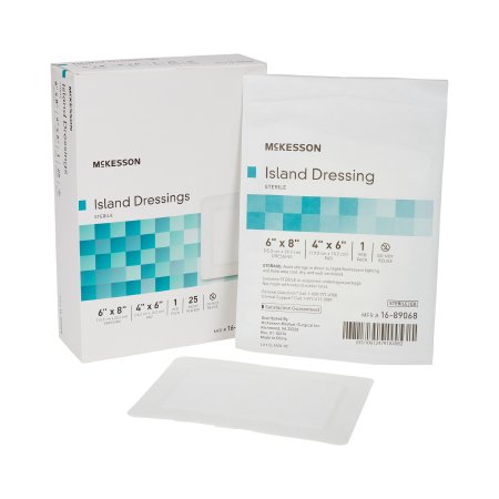 Adhesive Dressing McKesson 6 X 8 Inch Polypropylene / Rayon Rectangle White Sterile