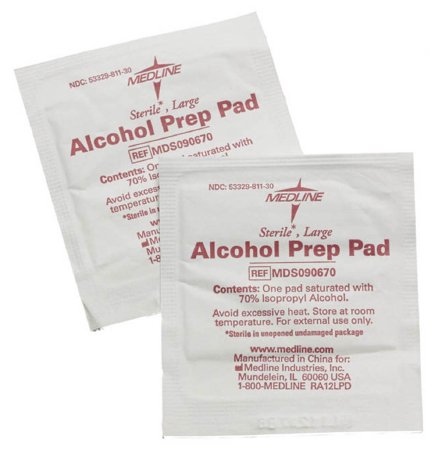Alcohol Prep Pad Medline 70% Strength Isopropyl Alcohol Individual Packet Medium Sterile