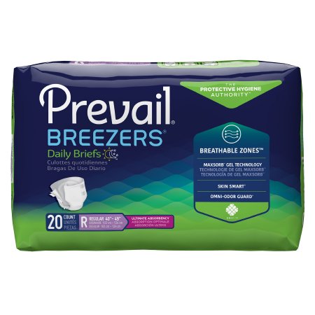 Unisex Adult Incontinence Brief Prevail® Breezers® Regular Disposable Heavy Absorbency