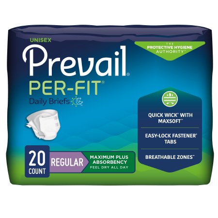 Unisex Adult Incontinence Brief Prevail® Per-Fit® Regular Disposable Heavy Absorbency