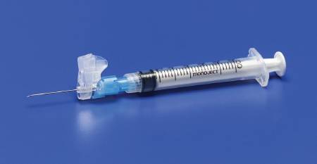 Safety Hypodermic Syringe with Needle Magellan™ 1 mL 5/8 Inch 25 Gauge Sliding Safety Needle Regular Wall