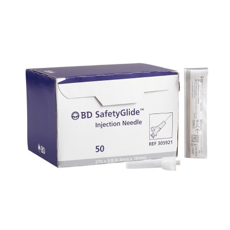 Safety Hypodermic Needle SafetyGlide™ 5/8 Inch Length 27 Gauge Regular Wall Sliding Safety Needle