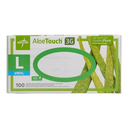 Exam Glove Aloetouch® 3G Large NonSterile Stretch Vinyl Standard Cuff Length Smooth Green Not Rated