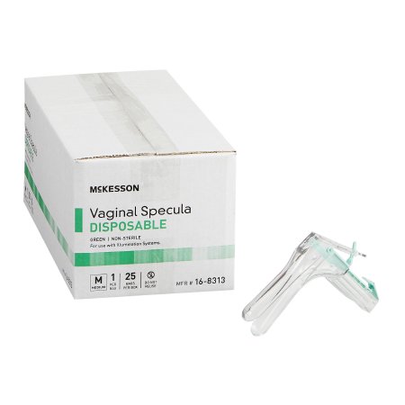 Vaginal Speculum McKesson Graves NonSterile Office Grade Acrylic Medium Double Blade Duckbill Disposable Corded Light Source Compatible