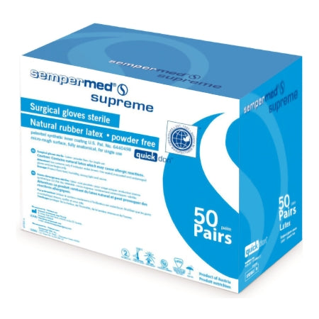 Surgical Glove Sempermed® Supreme Size 8.5 Sterile Latex Standard Cuff Length Fully Textured Ivory Not Chemo Approved