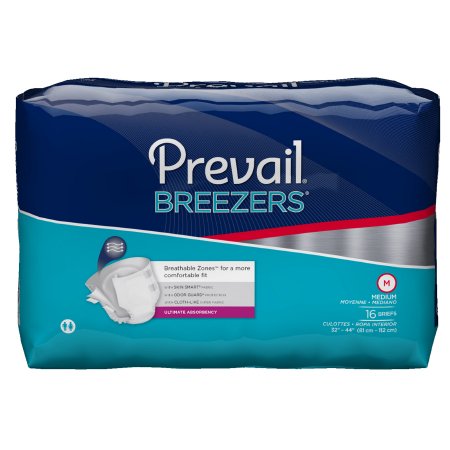 Unisex Adult Incontinence Brief Prevail® Breezers® Medium Disposable Heavy Absorbency