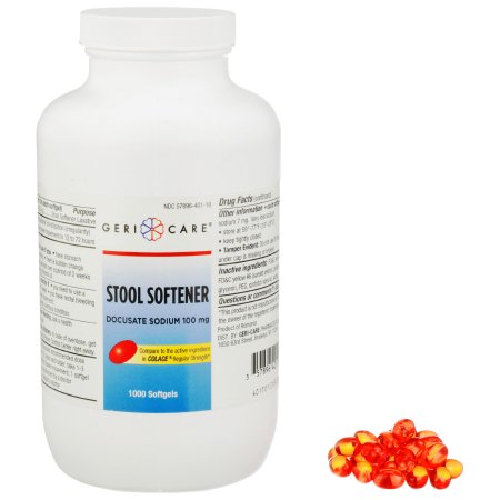 Stool Softener Geri-Care® Softgel 1,000 per Bottle 100 mg Strength Docusate Sodium