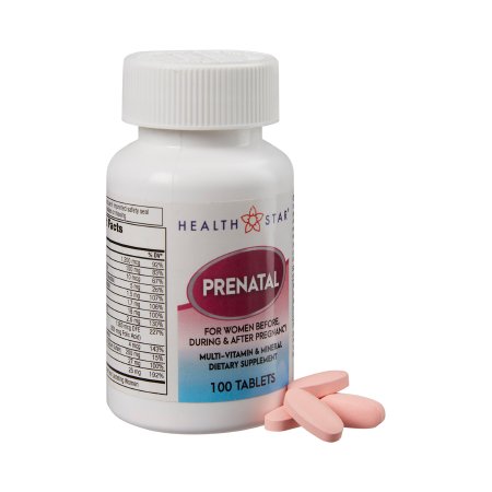 Prenatal Vitamin Supplement HealthStar Tablet 100 per Bottle
