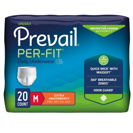 Unisex Adult Absorbent Underwear Prevail® Per-Fit® Pull On with Tear Away Seams Medium Disposable Heavy Absorbency