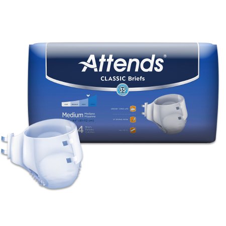 Unisex Adult Incontinence Brief Attends® Classic Medium Disposable Heavy Absorbency