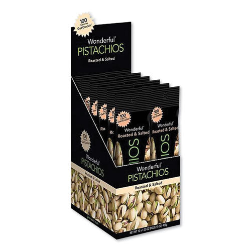 Wonderful Pistachios, Roasted and Salted, 1.25 oz Tube, 12/Box