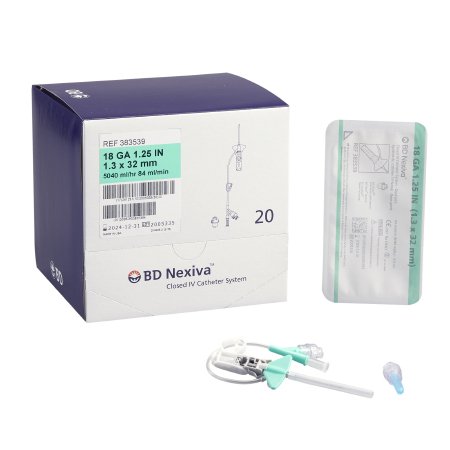 Closed IV Catheter Nexiva™ 18 Gauge 1-1/4 Inch Sliding Safety Needle