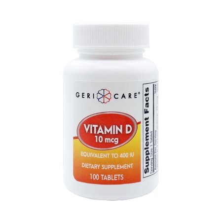 Vitamin Supplement Geri-Care® Vitamin D3 400 IU Strength Tablet 100 per Bottle