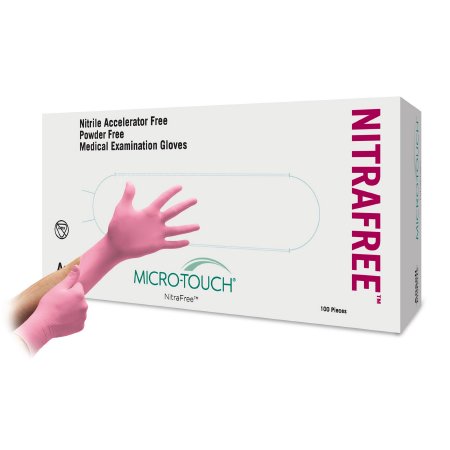 Exam Glove Micro-Touch® NitraFree™ X-Small NonSterile Nitrile Standard Cuff Length Textured Fingertips Pink Chemo Tested