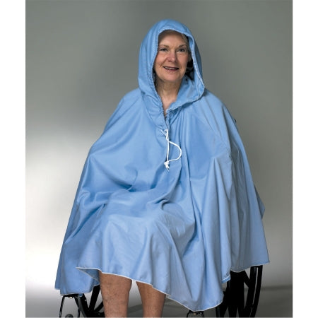 Shower Poncho Blue One Size Fits Most Over-the-Head Drawstring Closure Unisex