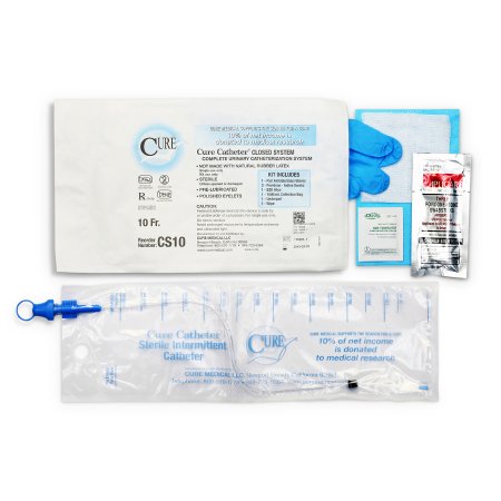Intermittent Catheter Tray Cure Catheter™ Closed System / Straight Tip 10 Fr. Without Balloon