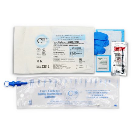 Intermittent Catheter Tray Cure Catheter™ Closed System / Straight Tip 12 Fr. Without Balloon